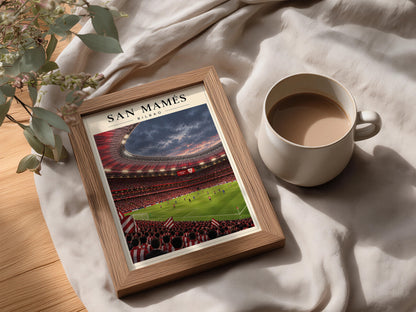 San Mames Bilbao Football Stadium Poster — framed room mockup 3