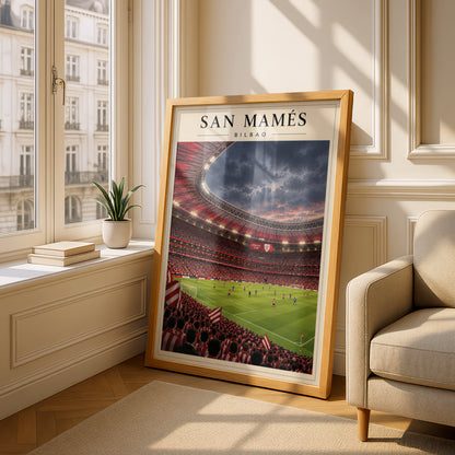 San Mames Bilbao Football Stadium Poster — framed room mockup 4