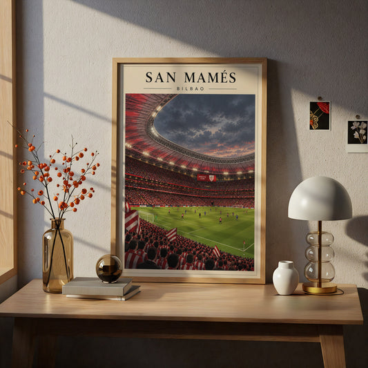 San Mames Bilbao Football Stadium Poster — framed room mockup 5