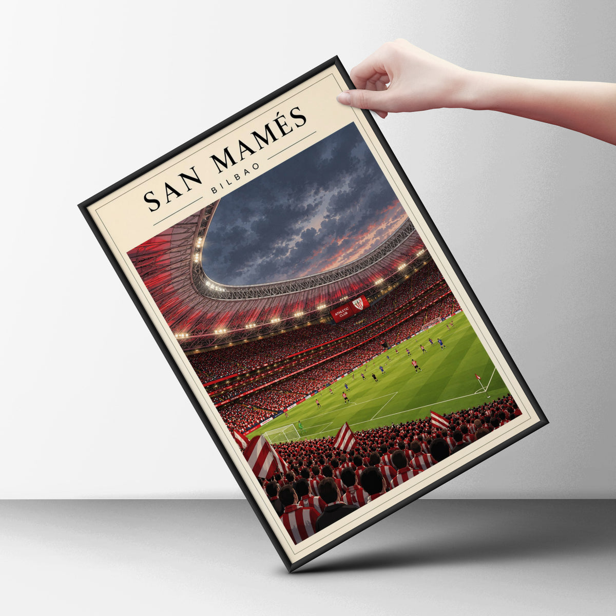 San Mames Bilbao Football Stadium Poster — framed room mockup 6