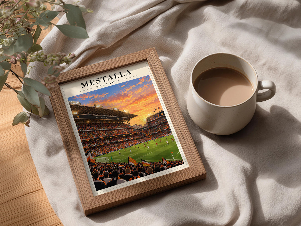 Mestalla Valencia Stadium Art Print — framed room mockup 3