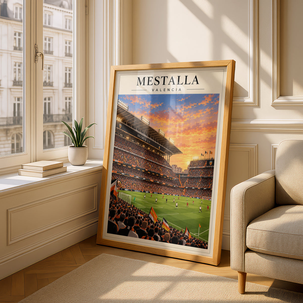 Mestalla Valencia Stadium Art Print — framed room mockup 4