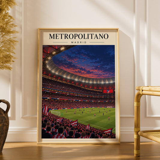 Metropolitano Madrid Football Stadium Poster — framed room mockup 1