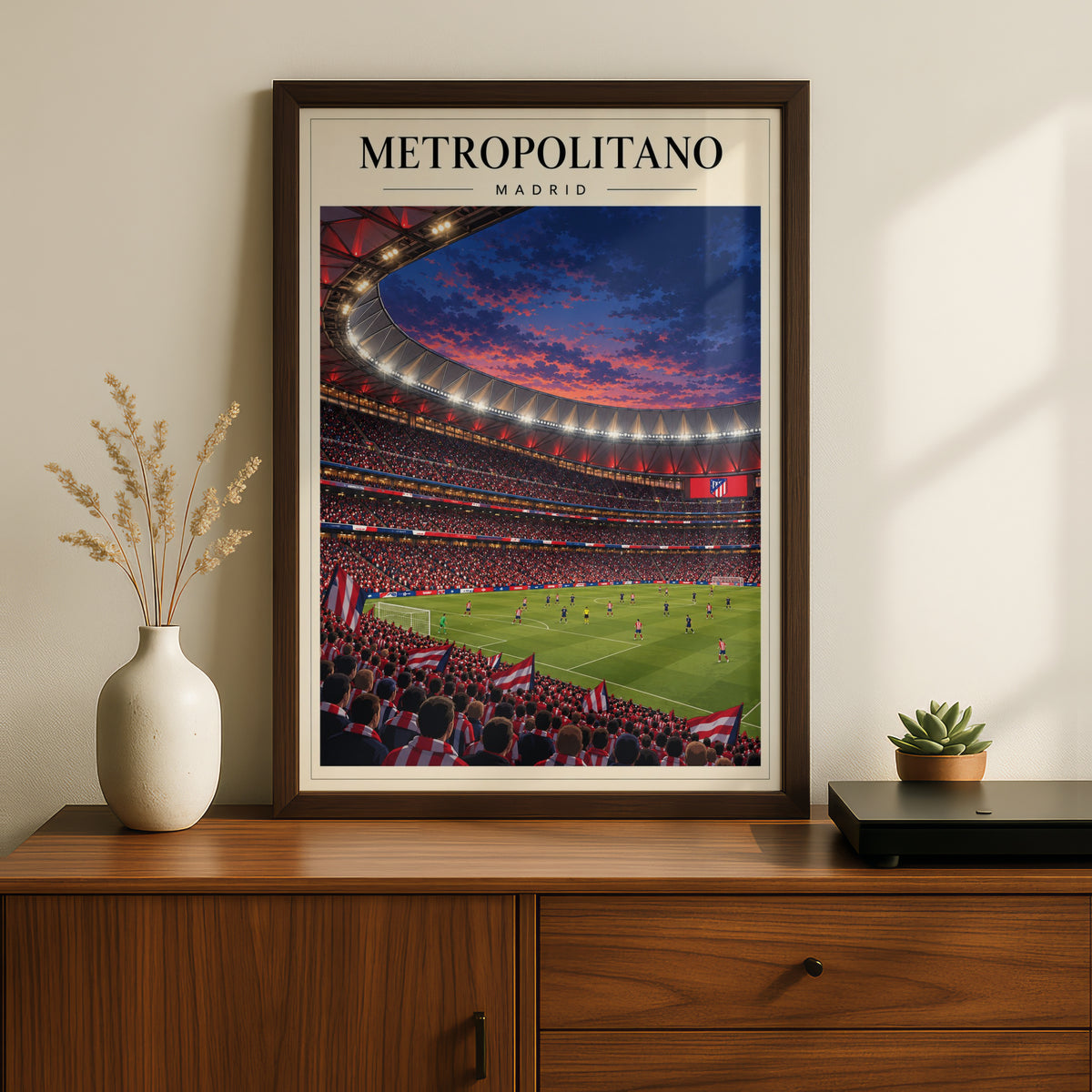 Metropolitano Madrid Football Stadium Poster — framed room mockup 2