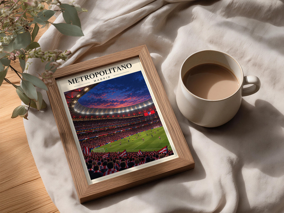 Metropolitano Madrid Football Stadium Poster — framed room mockup 3
