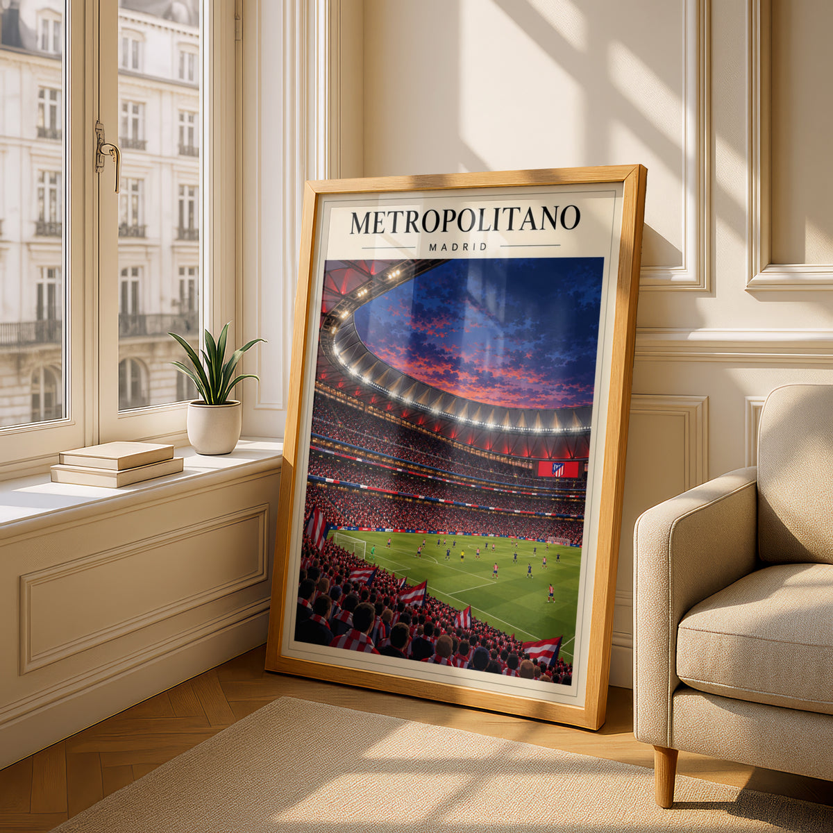 Metropolitano Madrid Football Stadium Poster — framed room mockup 4