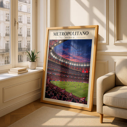 Metropolitano Madrid Football Stadium Poster — framed room mockup 4