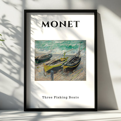 Monet Three Fishing Boats Wall Art Print | Impressionist Vintage Poster, Beach Art – product image 6