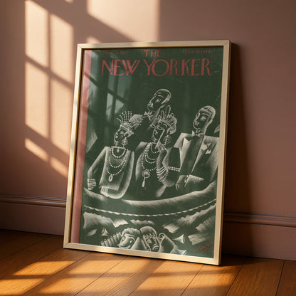 The New Yorker 1927 Art Deco Cover Poster, Vintage Jazz Age Theatre Wall Art Print
