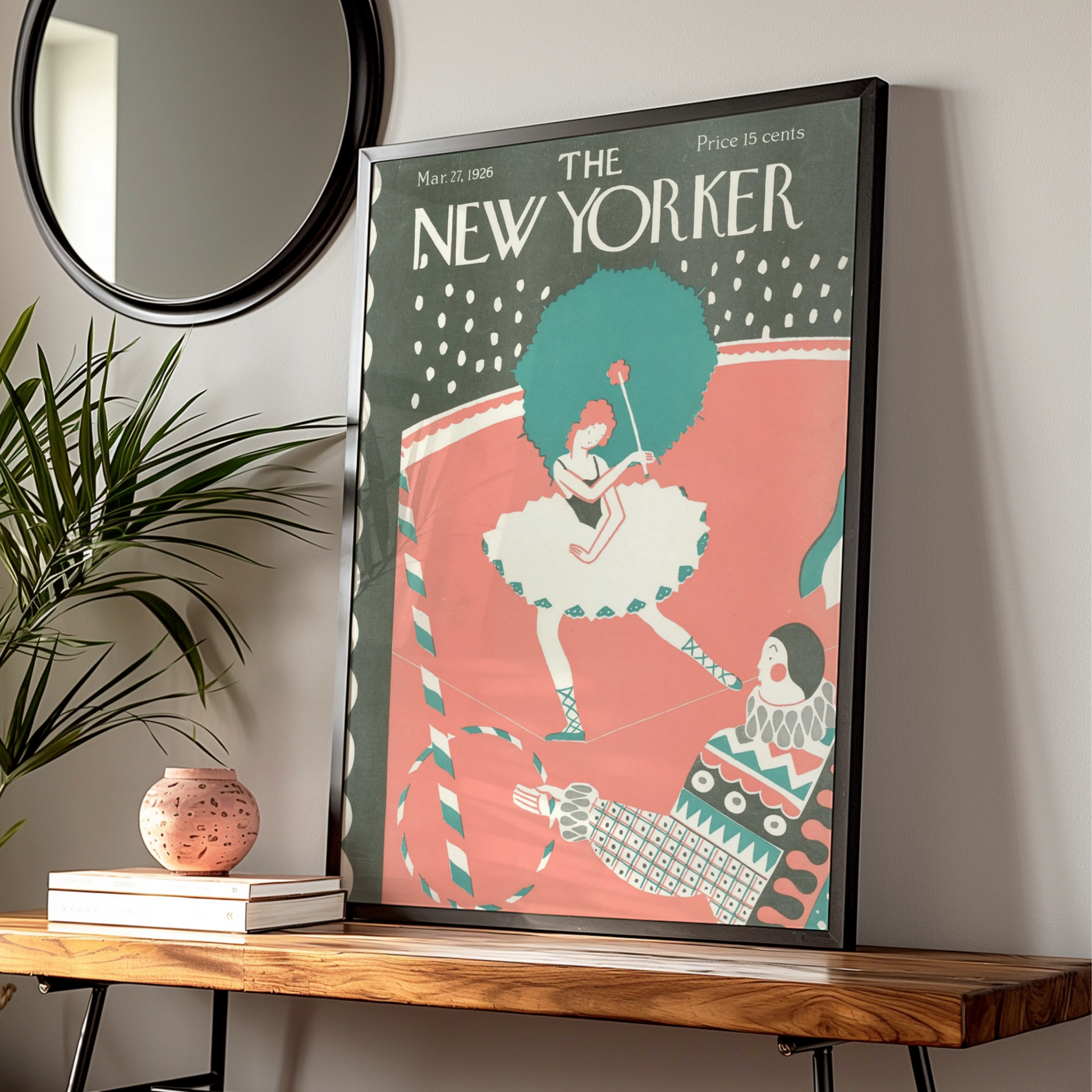 New Yorker 1926 Circus Poster, Vintage Tightrope Walker Art Print, Retro Wall Art