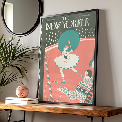 New Yorker 1926 Circus Poster, Vintage Tightrope Walker Art Print, Retro Wall Art