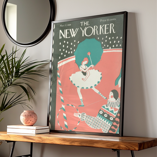 New Yorker 1926 Circus Poster, Vintage Tightrope Walker Art Print, Retro Wall Art