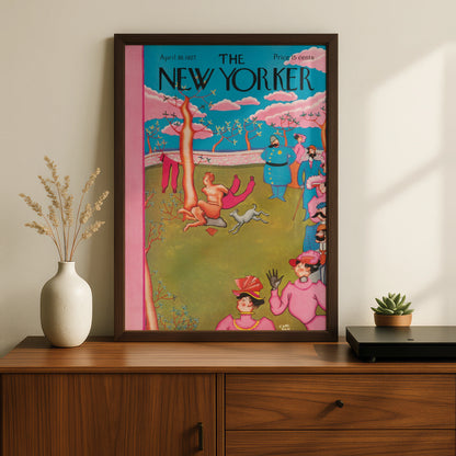 The New Yorker April 1927 Cover Poster, Vintage Faun Park Scene Wall Art Print