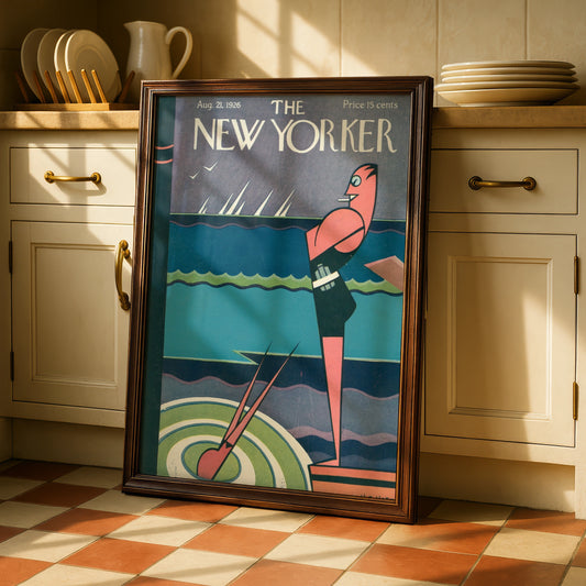 The New Yorker August 1926 Cover Poster, Art Deco Sailing Print, Vintage Wall Art