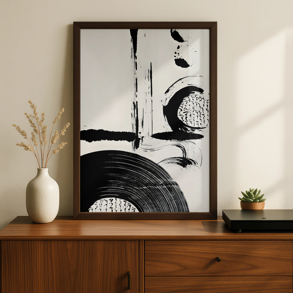 Bold Monochrome Abstract Wall Art, Black and White Modern Print, Gallery Wall Poster