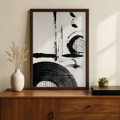 Bold Monochrome Abstract Wall Art, Black and White Modern Print, Gallery Wall Poster