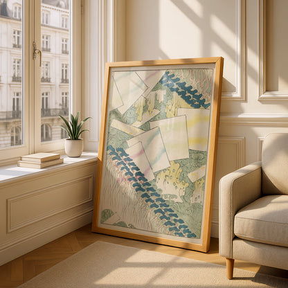 Vintage Japanese Woodblock Art Print, Bijutsukai 1901, Japandi Wall Art Poster – A5 Oak frame