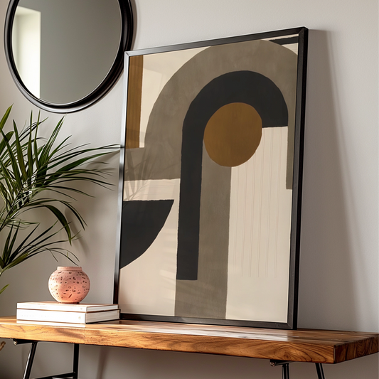 Abstract Arch Geometric Print, Modern Monochrome Wall Art, Neutral Minimalist Poster, Contemporary