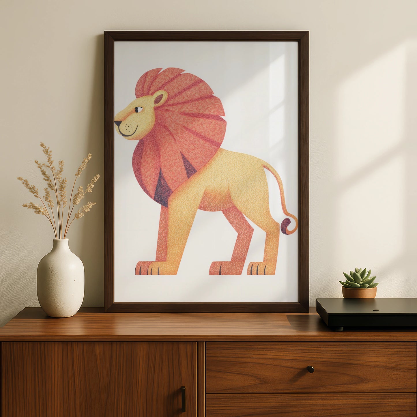 Lion Nursery Wall Art, Cute Safari Animal Print, Kids Room Poster, Colourful Baby Decor