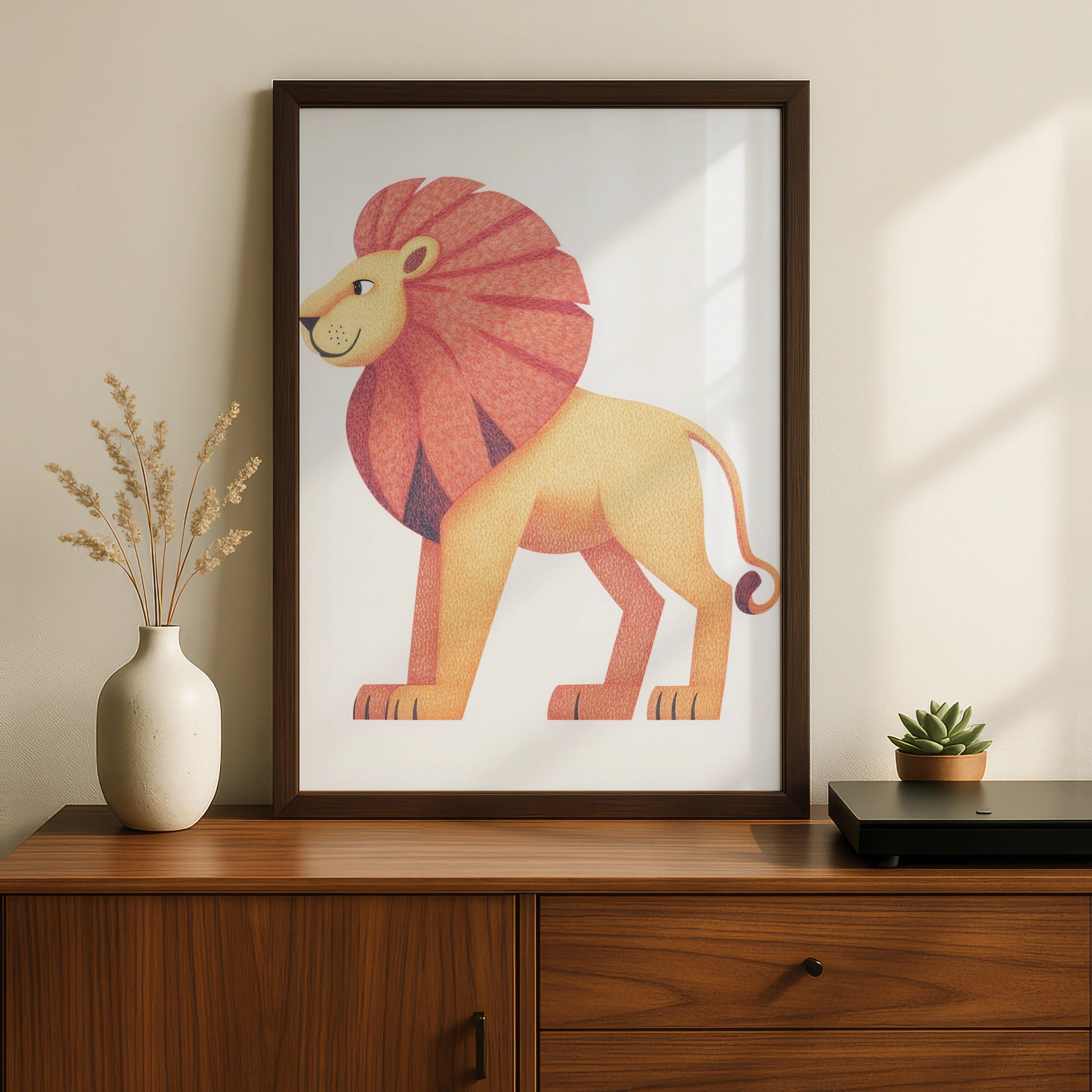 Lion Nursery Wall Art, Cute Safari Animal Print, Kids Room Poster, Colourful Baby Decor