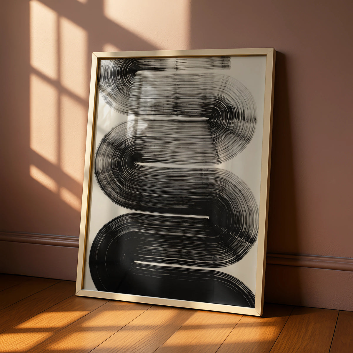Abstract Brushstroke Wave Print, Monochrome Wall Art, Black and White Minimalist Poster