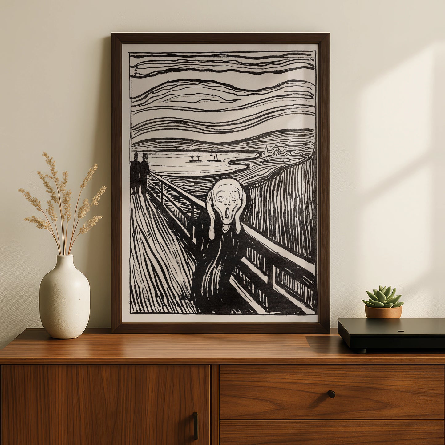 The Scream Halloween Art Print, Edvard Munch Poster, Black White Gothic Wall Art
