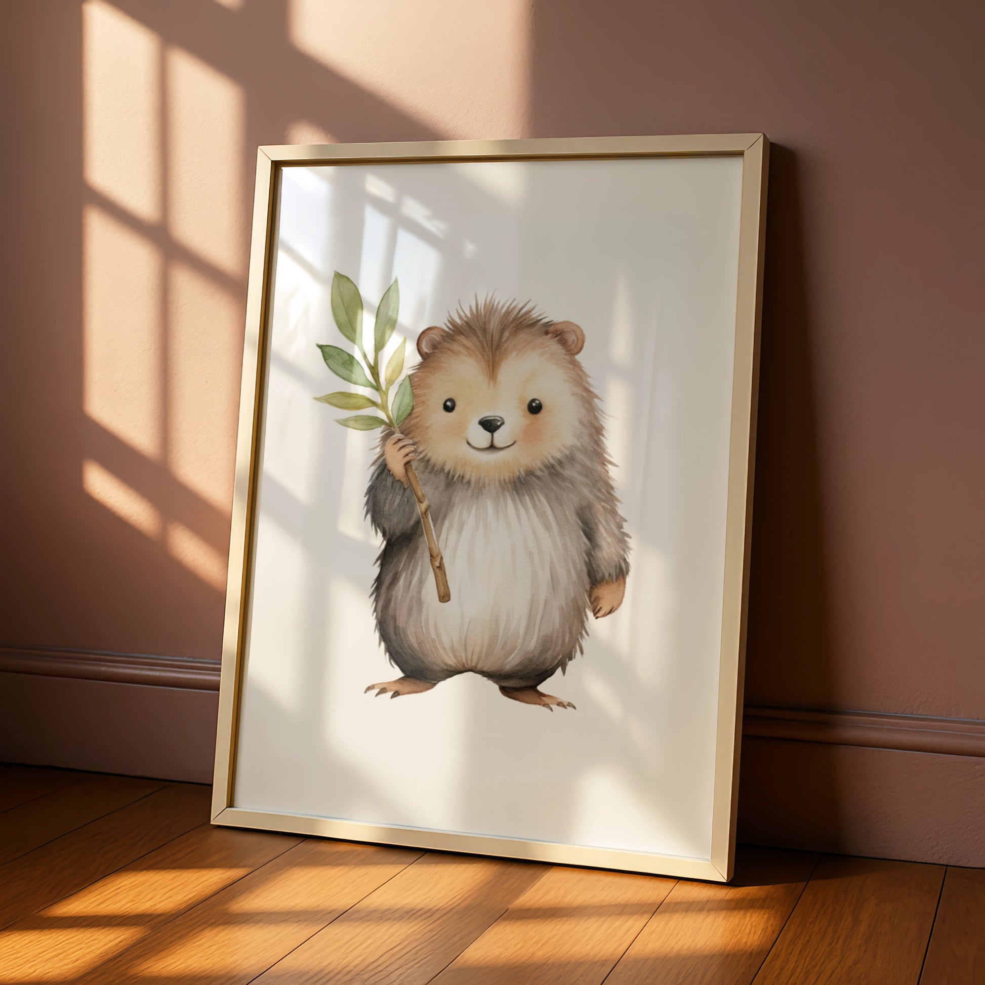 Nursery Wall Art Hedgehog Print, Woodland Animal Poster, Baby Room Watercolour Decor