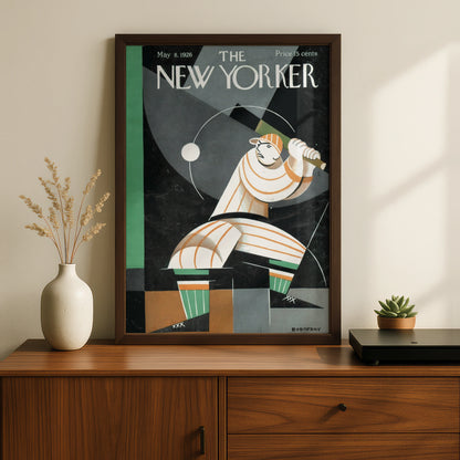 The New Yorker 1926 Baseball Poster, Art Deco Cover Print, Vintage Sports Wall Art