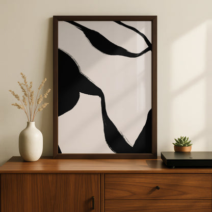 Abstract Brushstroke Monochrome Wall Art, Black and White Poster, Minimalist Print