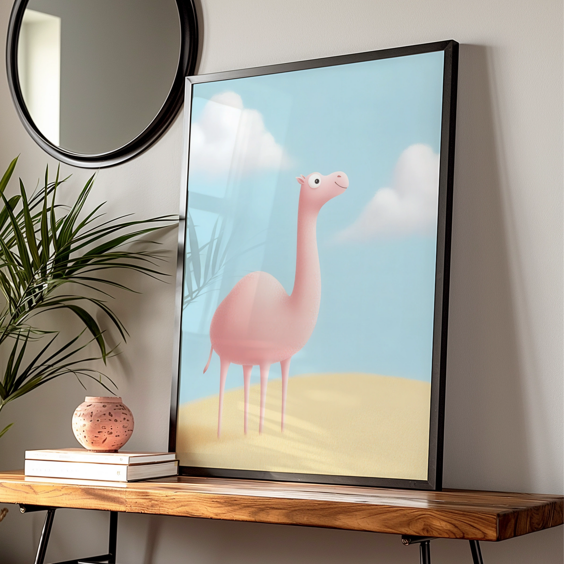 Cute Camel Nursery Wall Art, Pink Desert Animal Print, Kids Room Poster, Baby Decor