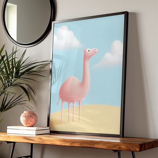 Cute Camel Nursery Wall Art, Pink Desert Animal Print, Kids Room Poster, Baby Decor