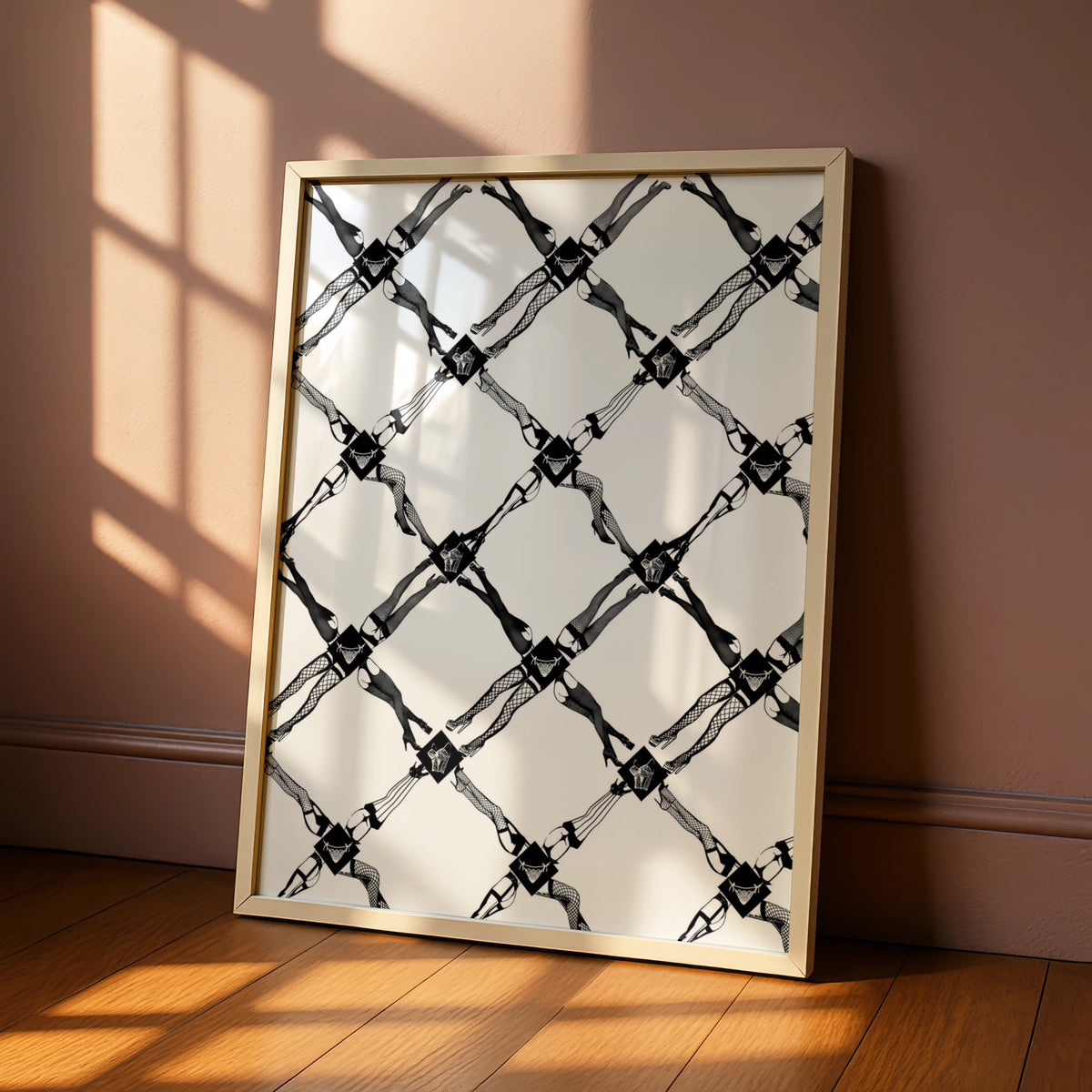 Fishnet Stockings Pattern Print, Monochrome Wall Art, Bold Black and White Poster, Modern Decor