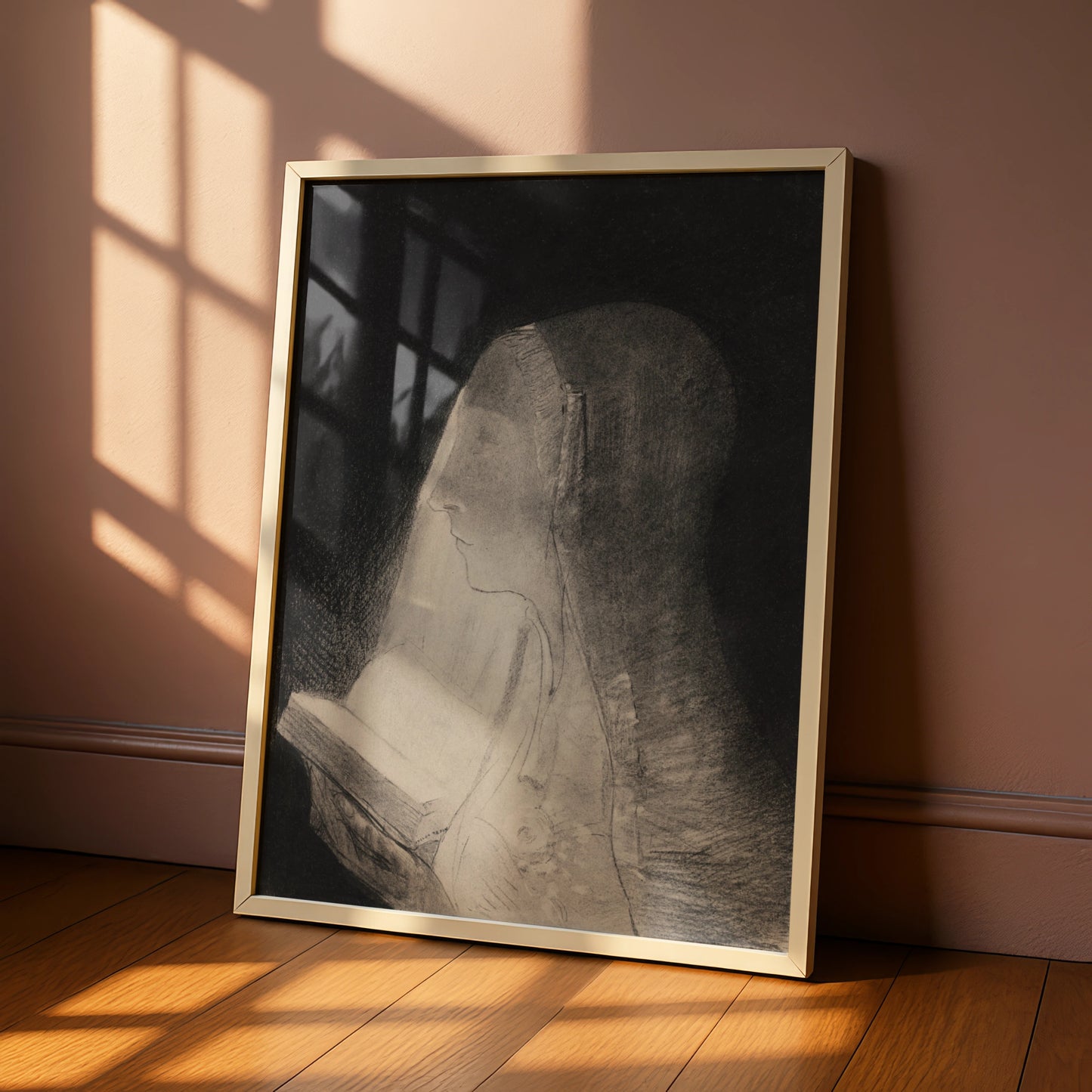 Halloween Gothic Woman Reading Art Print, Dark Occult Poster, Spooky Black Wall Art