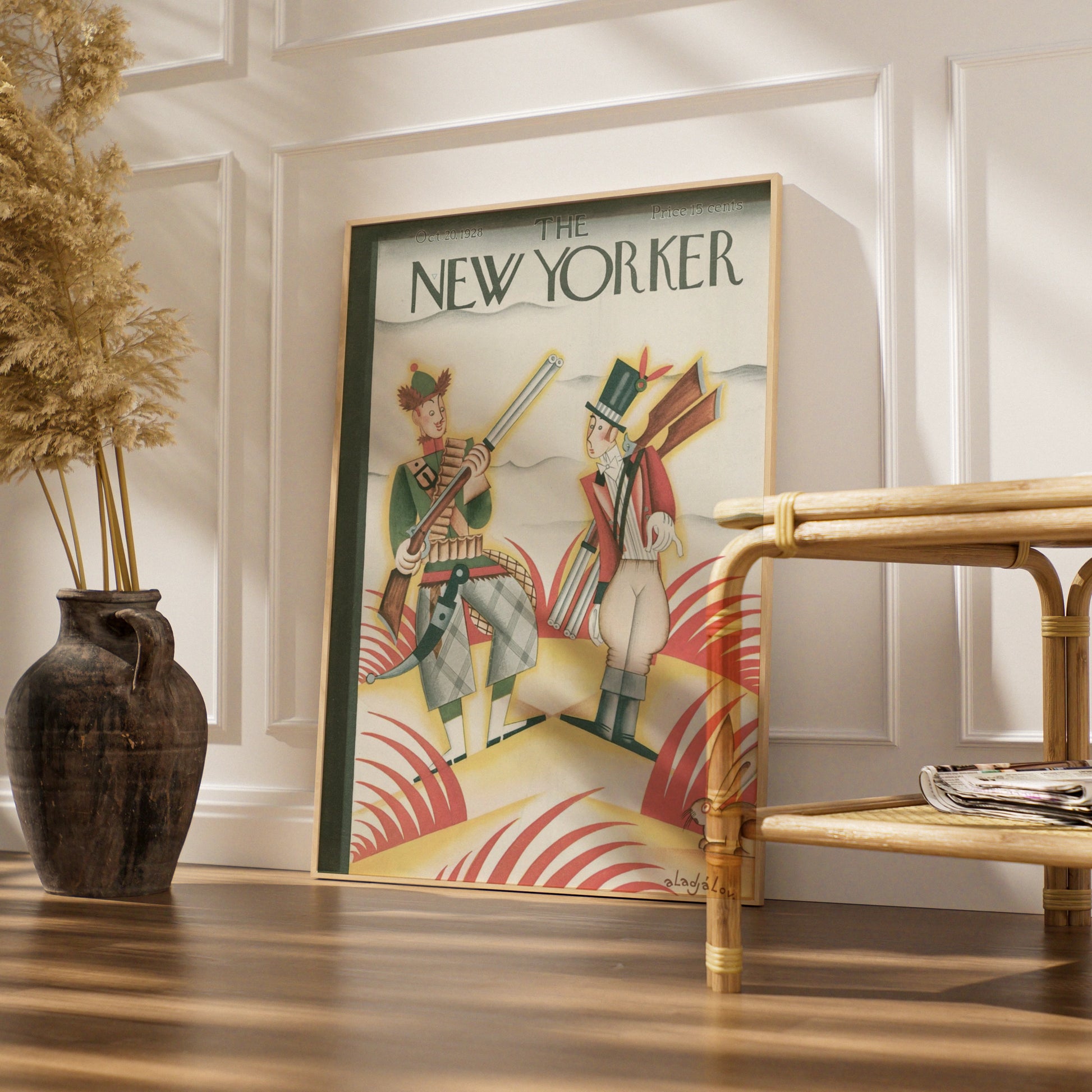 New Yorker 1928 Cover Art Poster, Vintage Hunting Scene, Art Deco Wall Print