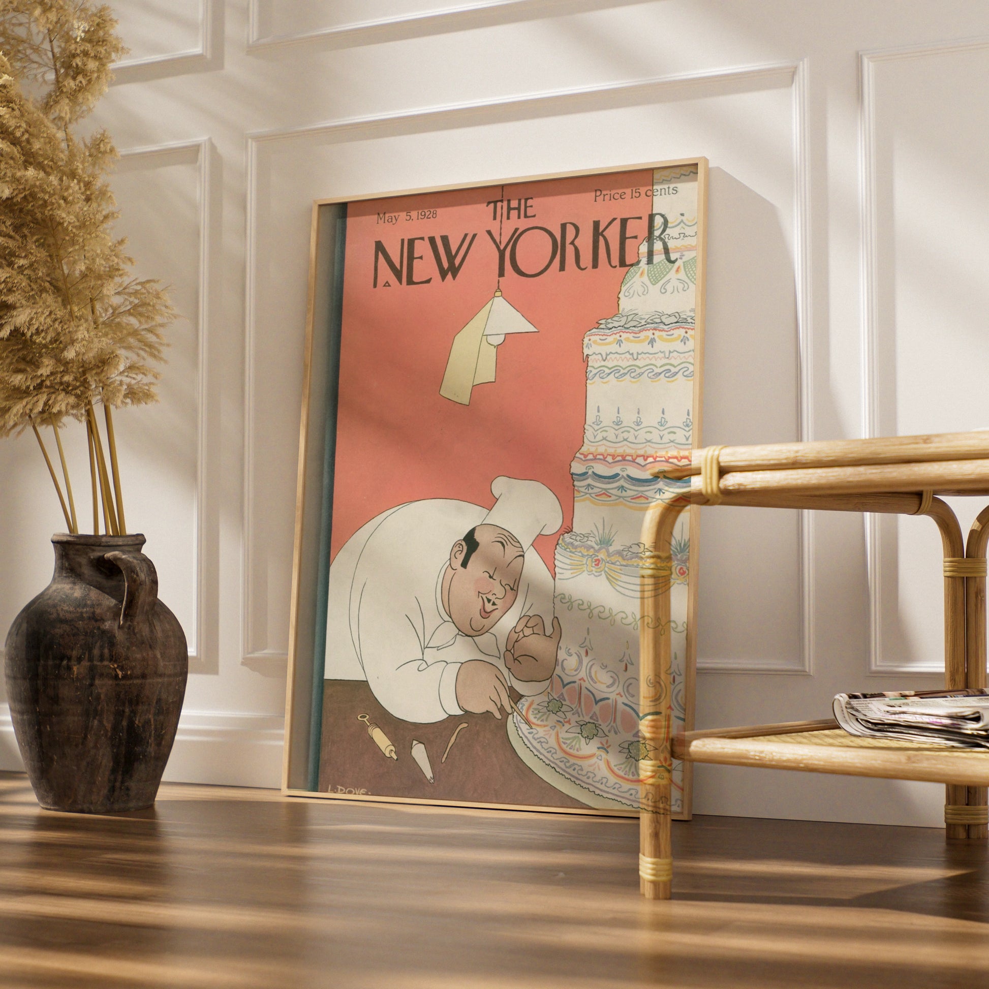 The New Yorker May 1928 Poster, Vintage Chef Wedding Cake Cover Wall Art Print