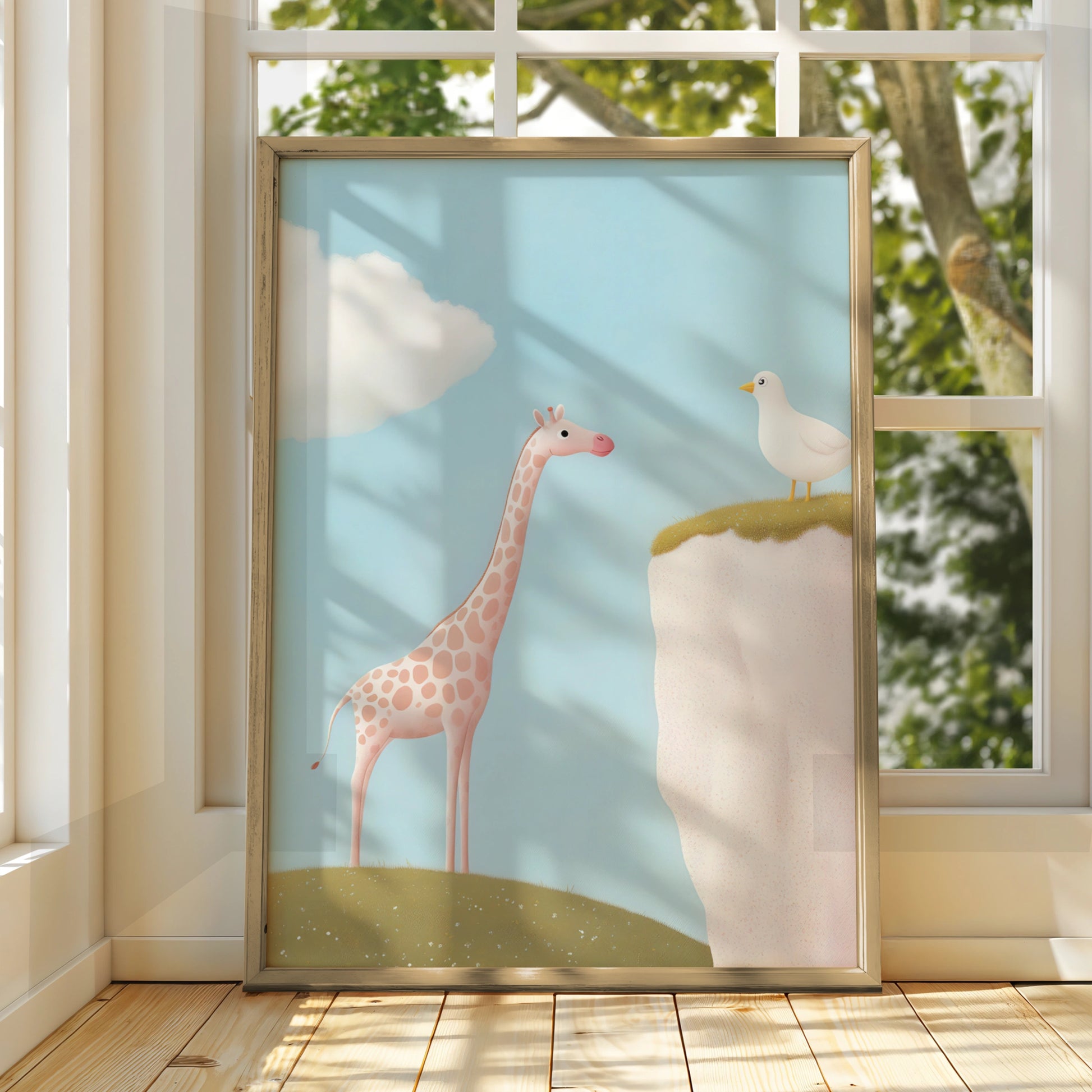 Giraffe Nursery Wall Art, Cute Animal Print, Baby Girl Poster, Pastel Kids Room Decor