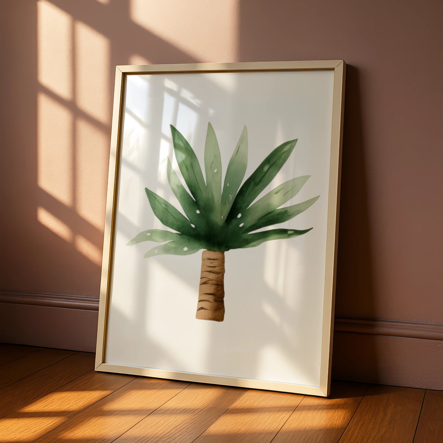 Watercolour Palm Tree Nursery Wall Art, Tropical Green Poster, Baby Room Print