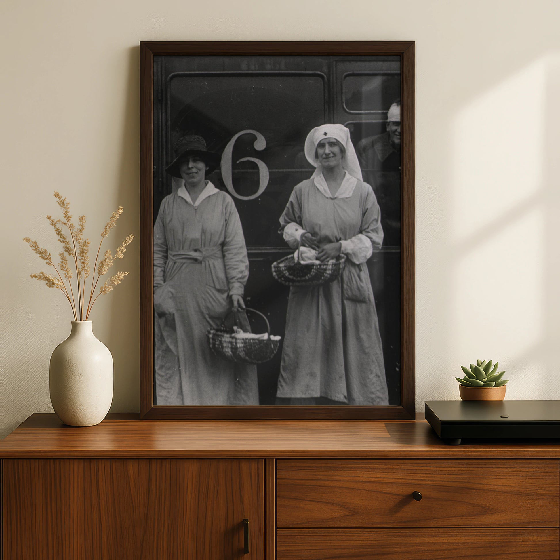 WW1 Nurses Vintage Photo Poster, Red Cross Women War History Black White Print