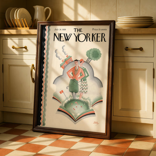 The New Yorker 1926 Golf Cover Poster, Art Deco Vintage Magazine Wall Art Print