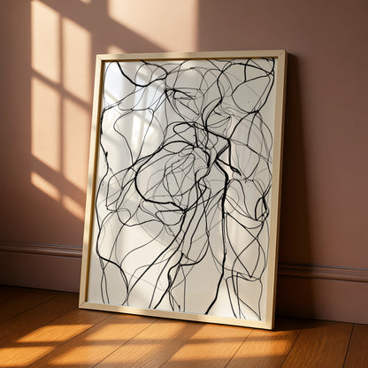 Abstract Line Art Print, Monochrome Wall Art, Black and White Modern Poster, Gallery Wall