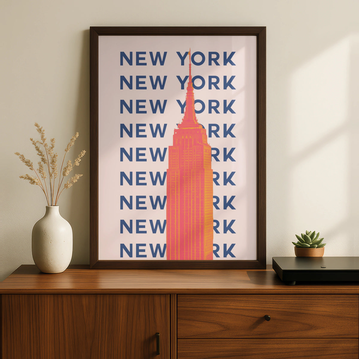 New York Travel Poster, Empire State Building Wall Art, NYC Retro City Print