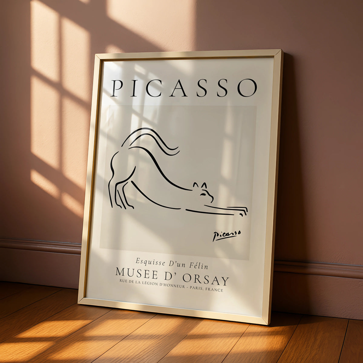Picasso Cat Line Drawing, Esquisse D'un Felin, Monochrome Wall Art, Minimalist Print
