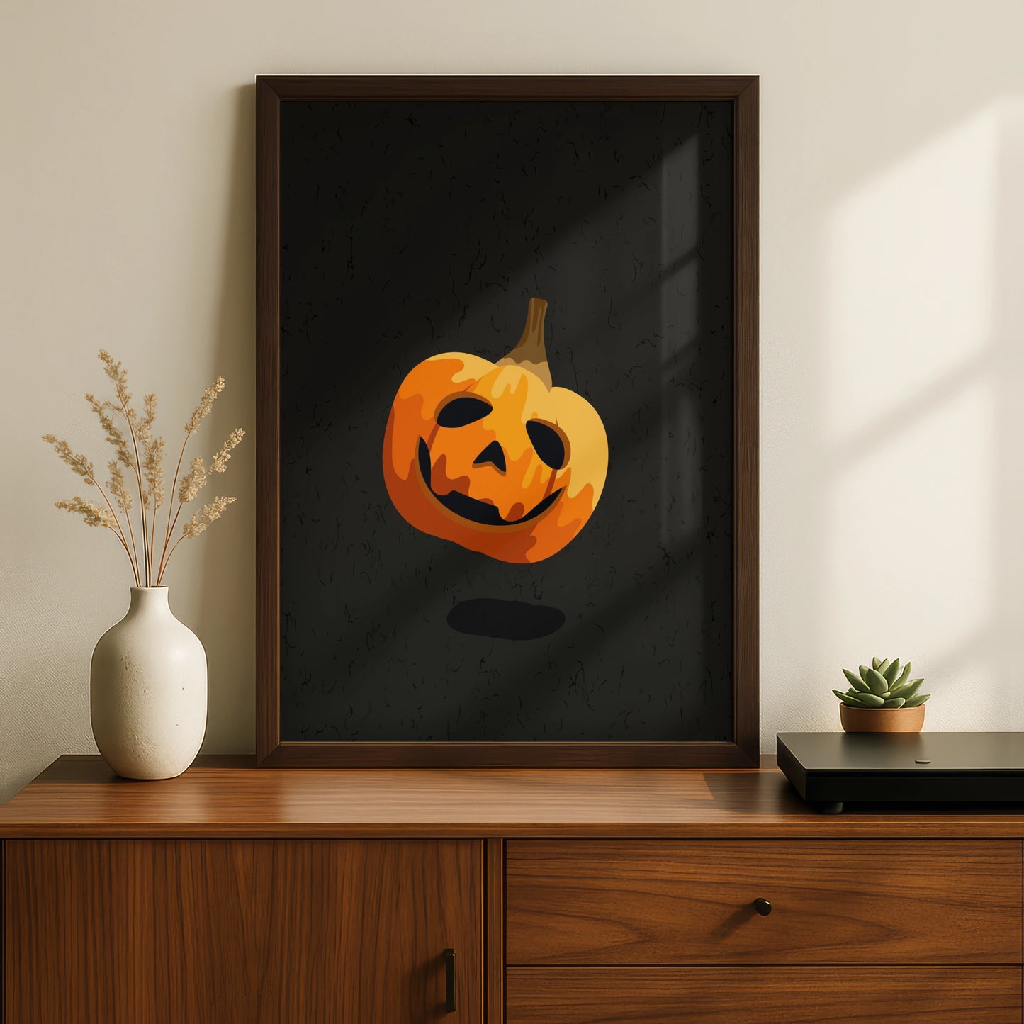 Halloween Pumpkin Wall Art, Jack O Lantern Poster, Spooky Orange Black Decor