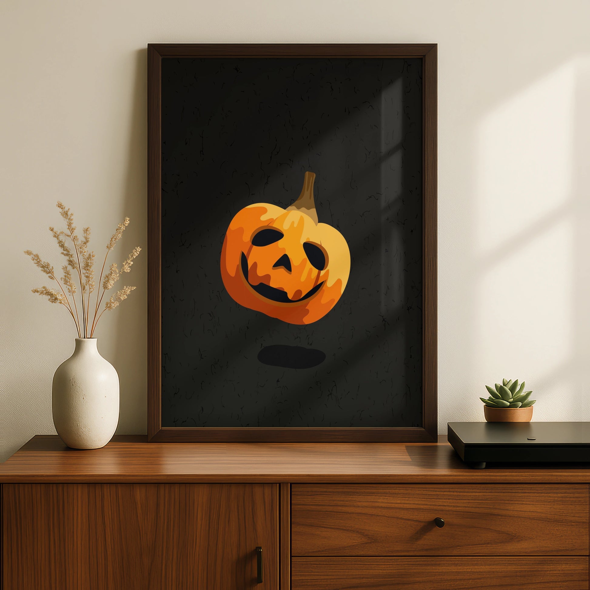 Halloween Pumpkin Wall Art, Jack O Lantern Poster, Spooky Orange Black Decor