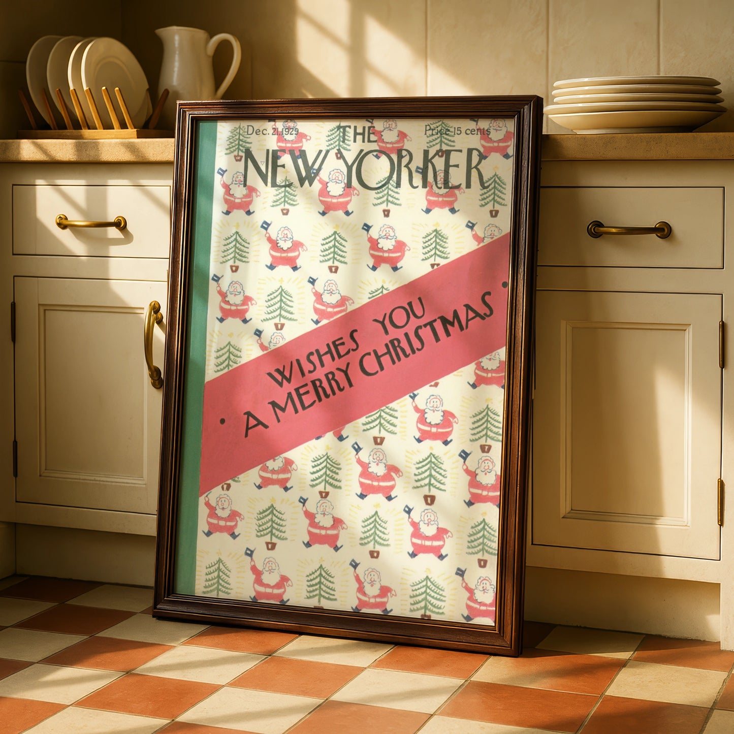 New Yorker Christmas Poster, Vintage 1929 Santa Claus Cover Art, Festive Holiday Wall Art
