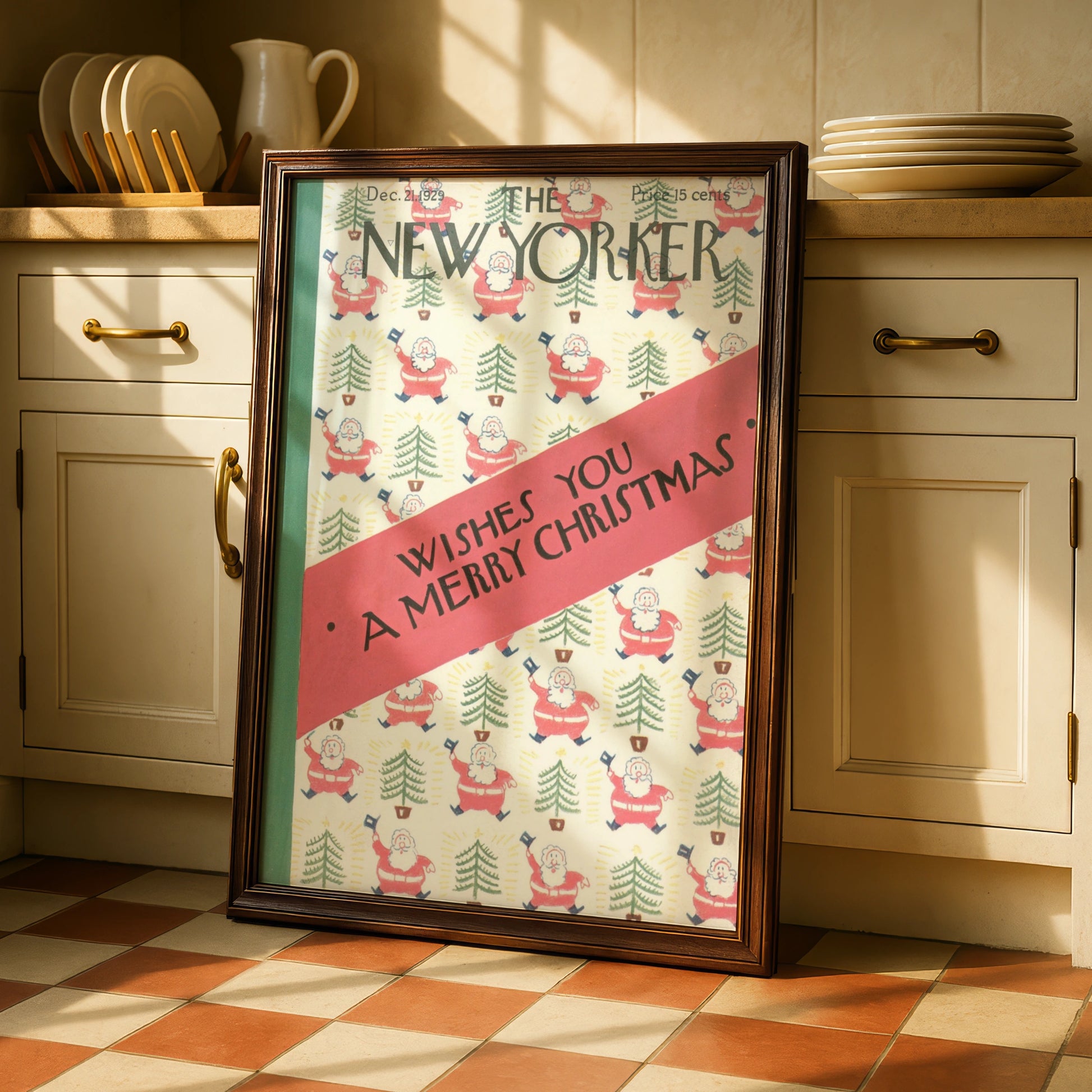 New Yorker Christmas Poster, Vintage 1929 Santa Claus Cover Art, Festive Holiday Wall Art