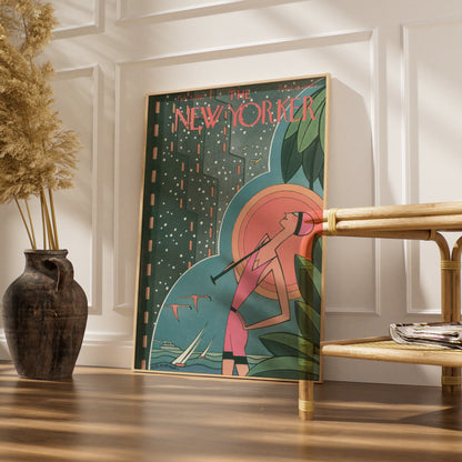 The New Yorker February 1927 Cover Art Poster, Art Deco Vintage Magazine Wall Art