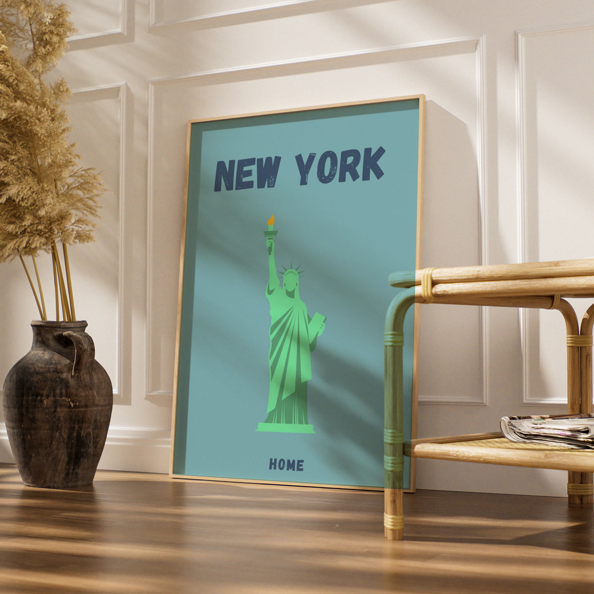 New York Travel Poster, Statue of Liberty Wall Art, Retro NYC Print, USA City Decor