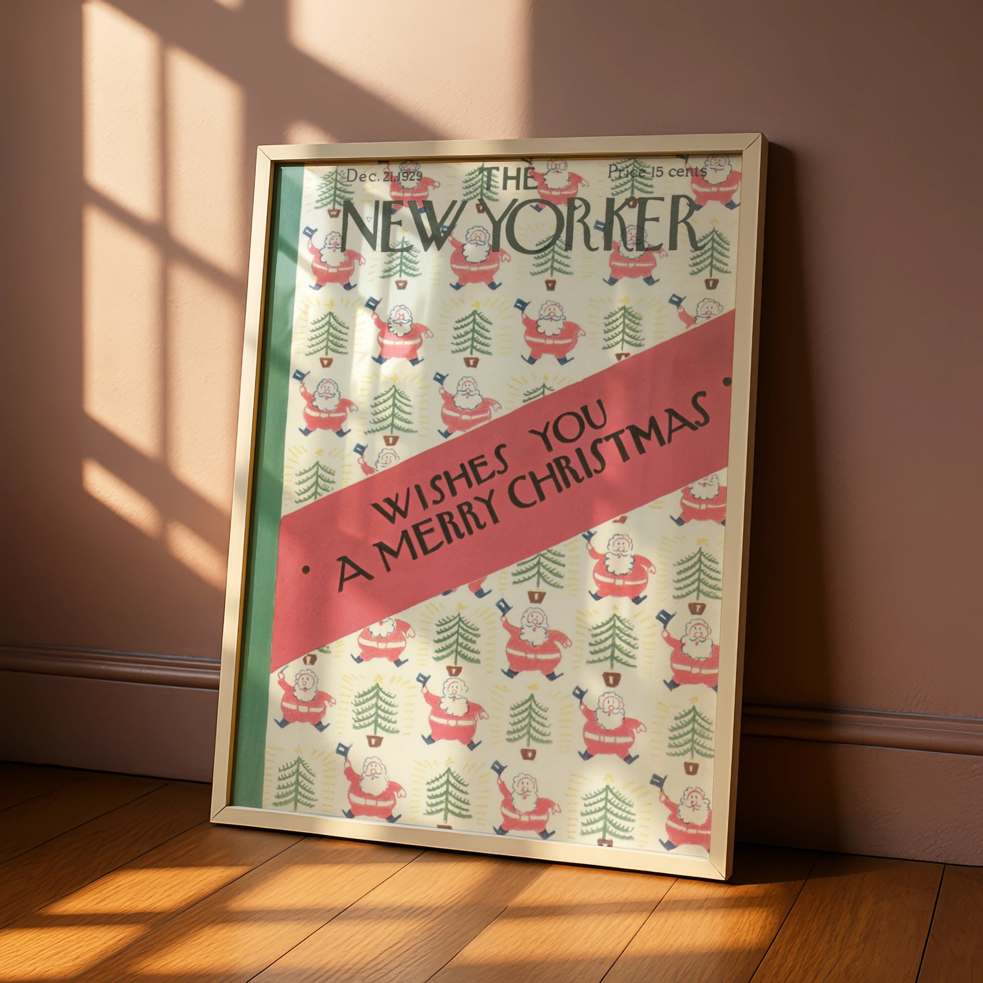 New Yorker Christmas Poster, Vintage 1929 Santa Claus Cover Art, Festive Holiday Wall Art