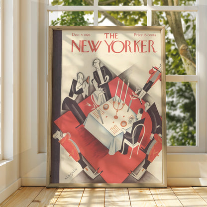 The New Yorker December 1926 Art Deco Dining Scene Vintage Cover Poster, Wall Art